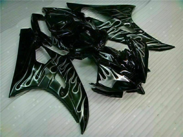 Argent Flamme Noir Carénage Moto R6 2006-2007 Argent Flamme Noir Carénage Moto R6 2006-2007