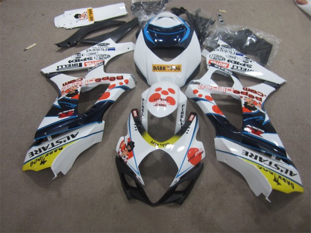 Blanc Bleu Dark Dog Carénage Moto GSXR 1000 K7 2007-2008 Blanc Bleu Dark Dog Carénage Moto GSXR 1000 K7 2007-2008