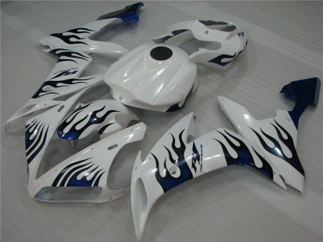Blanc Bleu Flamme Carénage Moto R1 2004-2006 Blanc Bleu Flamme Carénage Moto R1 2004-2006