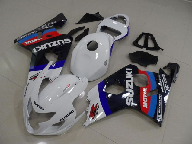 Blanc Bleu Motul Carénage Moto GSXR 750 K4 2004-2005 Blanc Bleu Motul Carénage Moto GSXR 750 K4 2004-2005