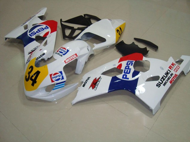 Blanc Bleu Pepsi 34 Carénage Moto GSXR 750 K4 2004-2005