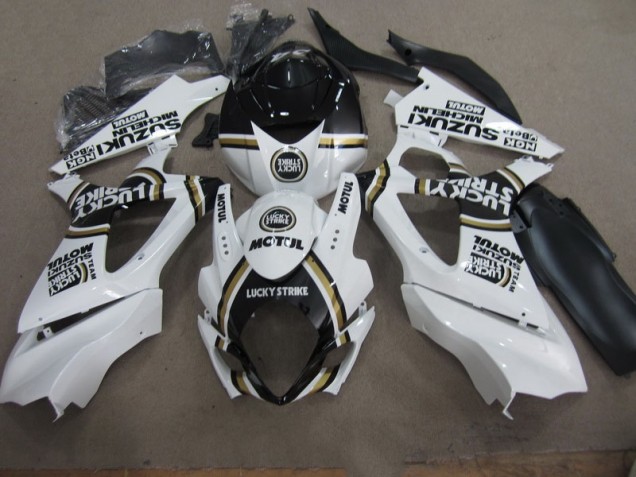 Blanc Lucky Strike Noir Motul Carénage Moto GSXR 1000 K7 2007-2008