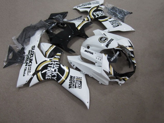 Blanc Lucky Strike Noir Motul Carénage Moto GSXR 750 K11 2011-2024 Blanc Lucky Strike Noir Motul Carénage Moto GSXR 750 K11 2011-2024