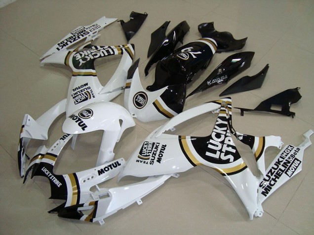Blanc Lucky Strike Noir Motul Carénage Moto GSXR 750 K6 2006-2007 Blanc Lucky Strike Noir Motul Carénage Moto GSXR 750 K6 2006-2007