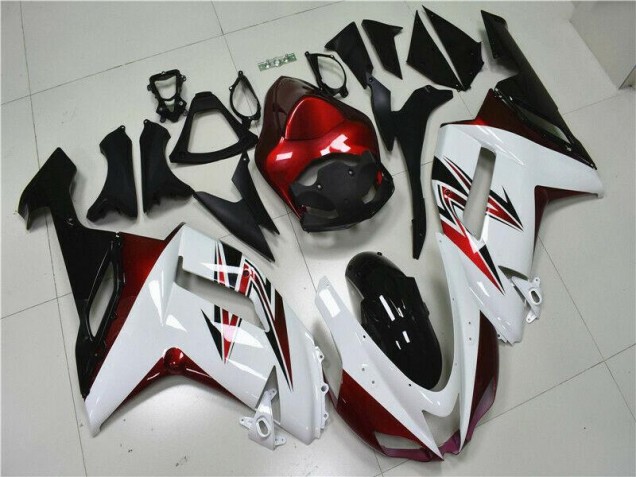 Blanc Noir Rouge Carénage Moto ZX6R 2007-2008 Blanc Noir Rouge Carénage Moto ZX6R 2007-2008