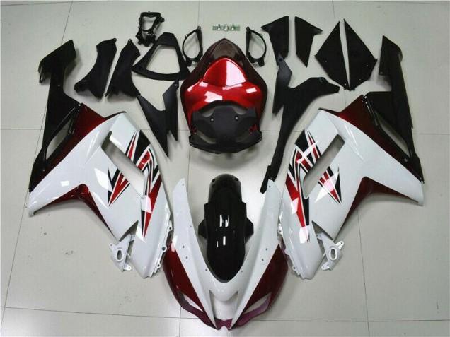 Blanc Noir Rouge Carénage Moto ZX6R 2007-2008 Blanc Noir Rouge Carénage Moto ZX6R 2007-2008