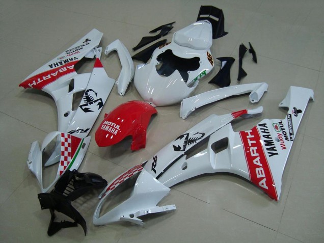 Blanc Rouge Abarth Carénage Moto R6 2006-2007 Blanc Rouge Abarth Carénage Moto R6 2006-2007