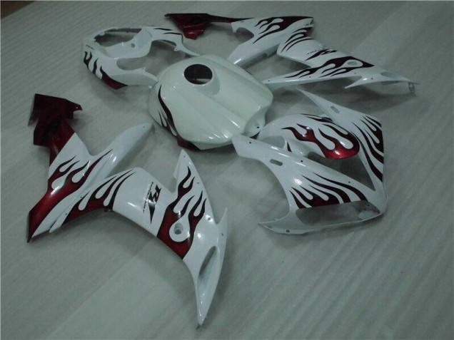 Blanc Rouge Flamme Carénage Moto R1 2004-2006