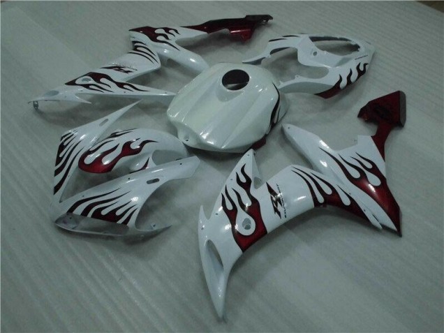 Blanc Rouge Flamme Carénage Moto R1 2004-2006