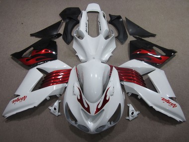 Blanc Rouge Ninja Carénage Moto ZX14R ZZR 1400 2006-2011