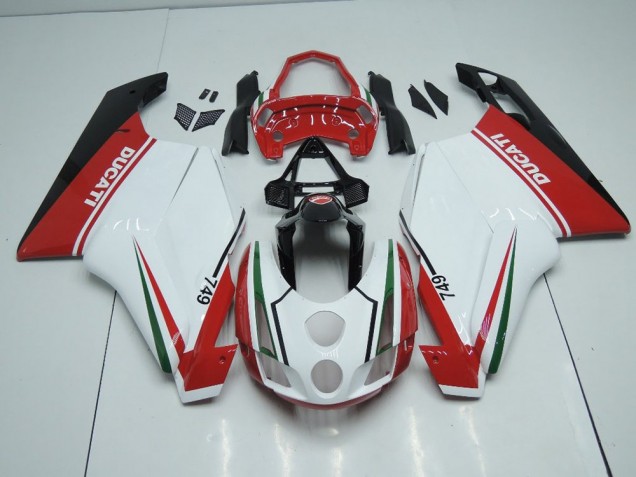 Blanc Rouge avec Queue Ouverte Carénage Moto Ducati 749 999 2003-2004