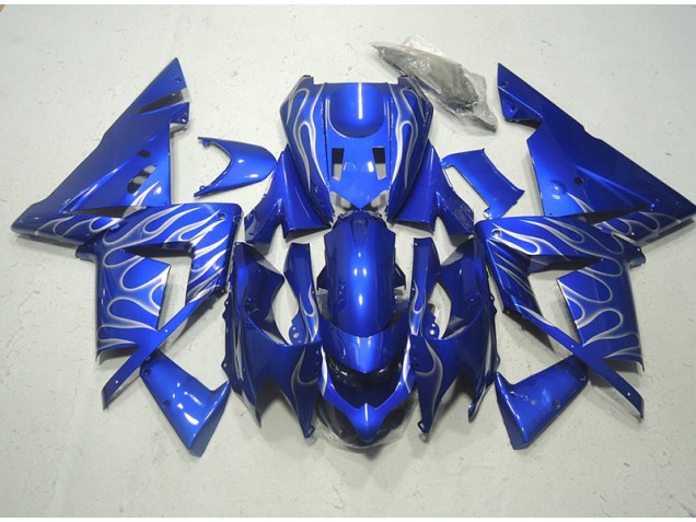 Bleu Blanc Flamme Carénage Moto ZX10R 2003-2005 Bleu Blanc Flamme Carénage Moto ZX10R 2003-2005