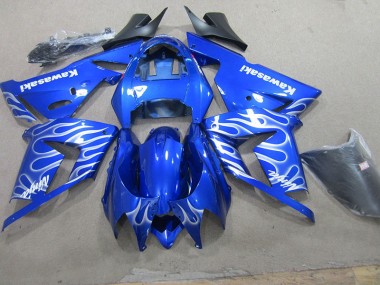 Bleu Blanc Flamme Carénages Moto ZX10R 2003-2005