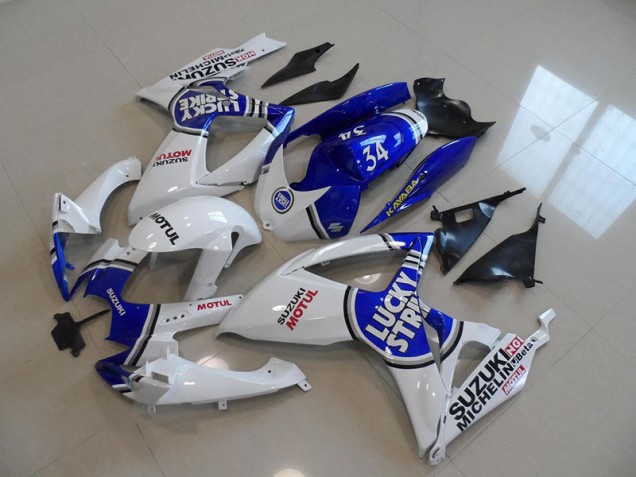 Bleu Blanc Lucky Strike Motul 34 Carénage Moto GSXR 750 K6 2006-2007