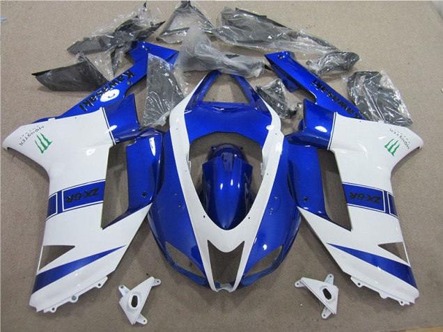 Bleu Blanc Monster Carénage Moto ZX6R 2007-2008