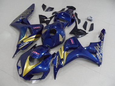 Bleu Foncé avec Or Bande Carénage Moto CBR 1000 RR 2006-2007