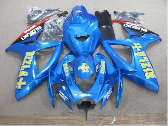 Bleu Jaune Rizla Carénage Moto GSXR 600 K6 2006-2007 Bleu Jaune Rizla Carénage Moto GSXR 600 K6 2006-2007