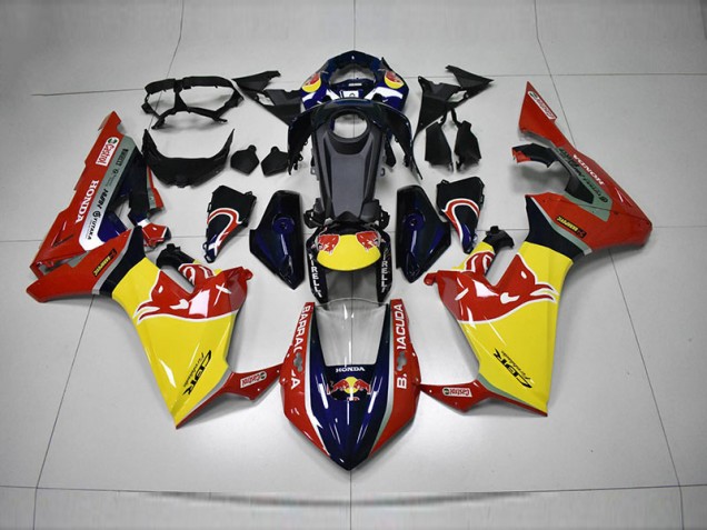 Bleu Jaune Rouge Red Bull Carénage Moto CBR 1000 RR 2017-2023 Bleu Jaune Rouge Red Bull Carénage Moto CBR 1000 RR 2017-2023