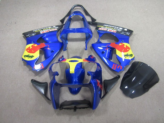 Bleu Red Bull Ninja Carénage Moto ZX6R 2000-2002 Bleu Red Bull Ninja Carénage Moto ZX6R 2000-2002