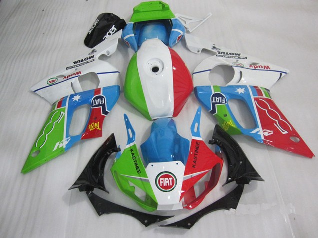 Bleu Rouge Fiat Kastinee Carénage Moto R6 1998-2002