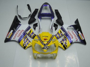 Jaune Blanc Nastro Azzurro Carénage Moto CBR 600 F4i 2001-2003