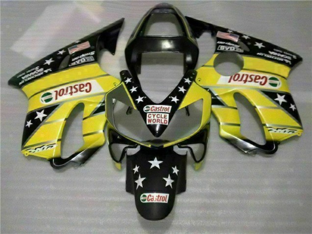 Jaune Noir Castrol Cycle World Carénage Moto CBR 600 F4i 2001-2003