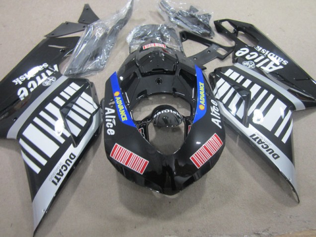 Noir Blanc Advance Alice Carénage Moto Ducati 1098 2007-2014