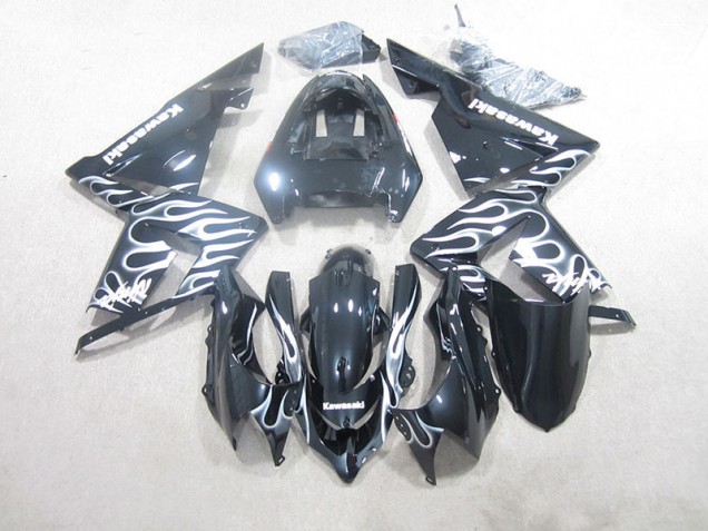 Noir Blanc Flamme Carénage Moto ZX10R 2003-2005 Noir Blanc Flamme Carénage Moto ZX10R 2003-2005