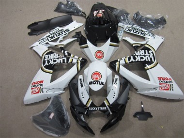 Noir Blanc Lucky Strike Motul Carénage Moto GSXR 600 K6 2006-2007