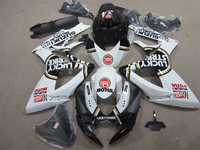 Noir Blanc Lucky Strike Motul Carénage Moto GSXR 600 K6 2006-2007