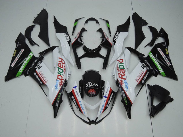 Noir Blanc Rapid Hager Carénage Moto ZX6R 2013-2018 Noir Blanc Rapid Hager Carénage Moto ZX6R 2013-2018