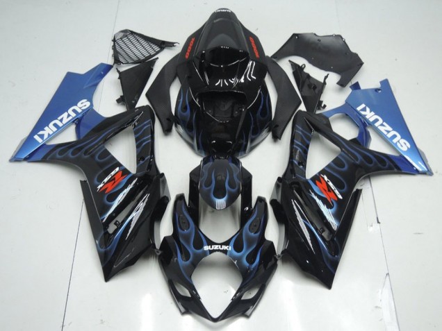 Noir Bleu Flamme Carénage Moto GSXR 1000 K7 2007-2008