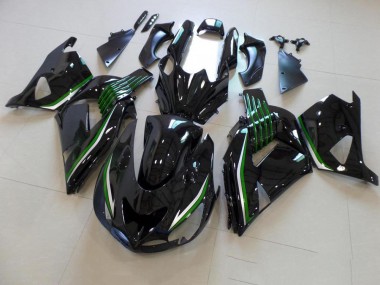 Noir Brillant avec Ligne Verte Carénage Moto ZX14R ZZR 1400 2006-2011