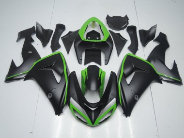 Noir Mat avec Ligne Verte Carénage Moto ZX10R 2006-2007