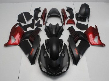 Noir Mat et Rouge Carénage Moto ZX14R ZZR 1400 2006-2011