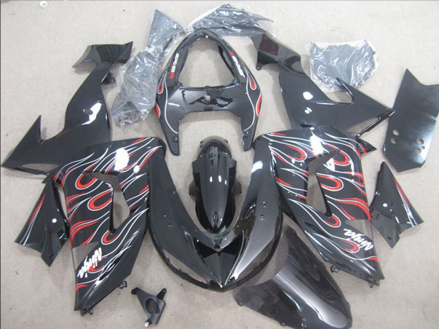 Noir Rouge Blanc Flamme Ninja Carénage Moto ZX10R 2006-2007 Noir Rouge Blanc Flamme Ninja Carénage Moto ZX10R 2006-2007