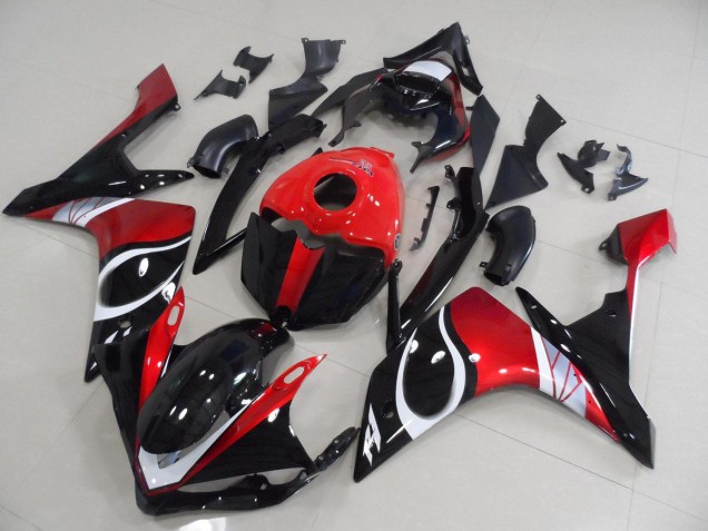 Noir Rouge Brillant Carénage Moto R1 2007-2008 Noir Rouge Brillant Carénage Moto R1 2007-2008