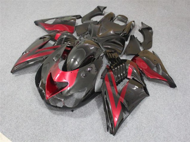 Noir Rouge Carénages Moto ZX14R ZZR 1400 2006-2011 Noir Rouge Carénages Moto ZX14R ZZR 1400 2006-2011