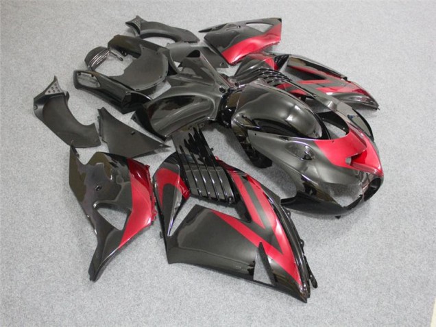 Noir Rouge Carénages Moto ZX14R ZZR 1400 2006-2011 Noir Rouge Carénages Moto ZX14R ZZR 1400 2006-2011