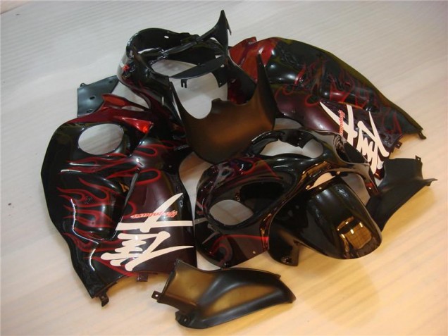 Noir Rouge Flamme Carénage Moto GSXR 1300 Hayabusa 1996-2007 Noir Rouge Flamme Carénage Moto GSXR 1300 Hayabusa 1996-2007