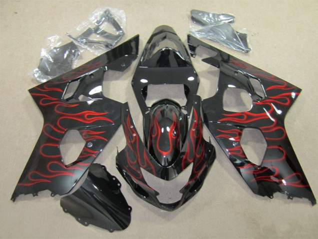 Noir Rouge Flamme Carénage Moto GSXR 600 K4 2004-2005