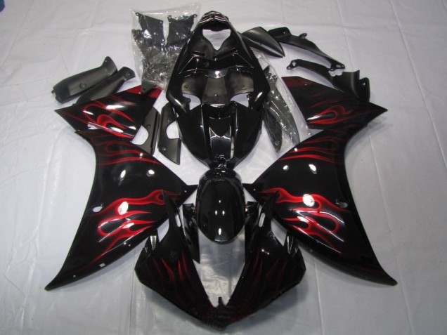 Noir Rouge Flamme Carénage Moto R1 2009-2011