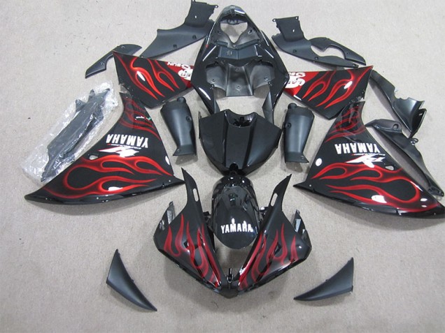 Noir Rouge Flamme Carénage Moto R1 2012-2014 Noir Rouge Flamme Carénage Moto R1 2012-2014