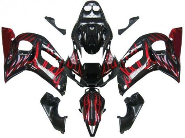 Noir Rouge Flamme Carénage Moto R6 1998-2002