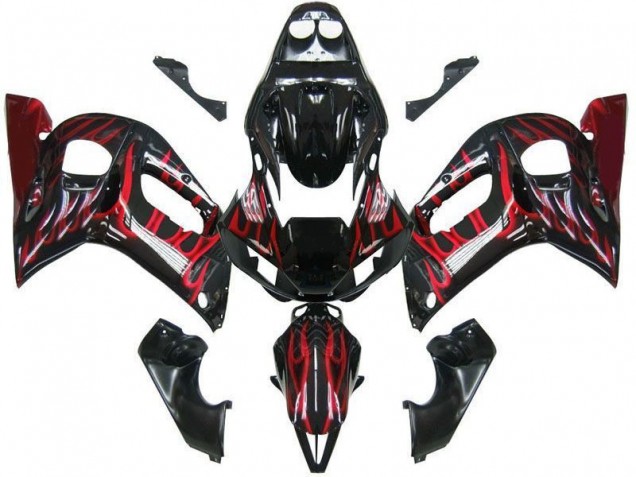 Noir Rouge Flamme Carénage Moto R6 1998-2002 Noir Rouge Flamme Carénage Moto R6 1998-2002
