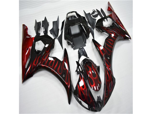 Noir Rouge Flamme Carénage Moto R6 2003-2005