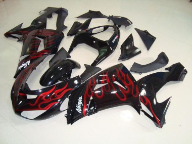Noir Rouge Flamme Carénage Moto ZX10R 2006-2007