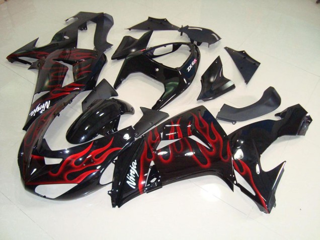 Noir Rouge Flamme Carénage Moto ZX10R 2006-2007 Noir Rouge Flamme Carénage Moto ZX10R 2006-2007