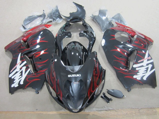 Noir Rouge Flamme Carrosserie Moto GSXR 1300 Hayabusa 1996-2007