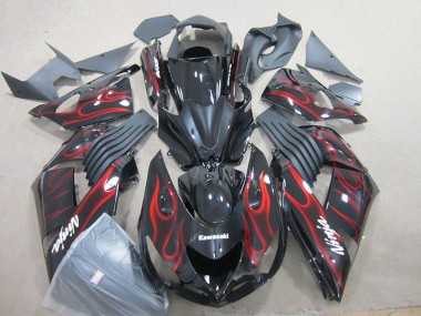 Noir Rouge Flamme Ninja Carénage Moto ZX14R ZZR 1400 2006-2011